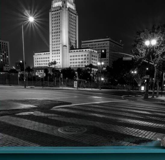los angeles city hall at night  square 2167 Hall by Black And White