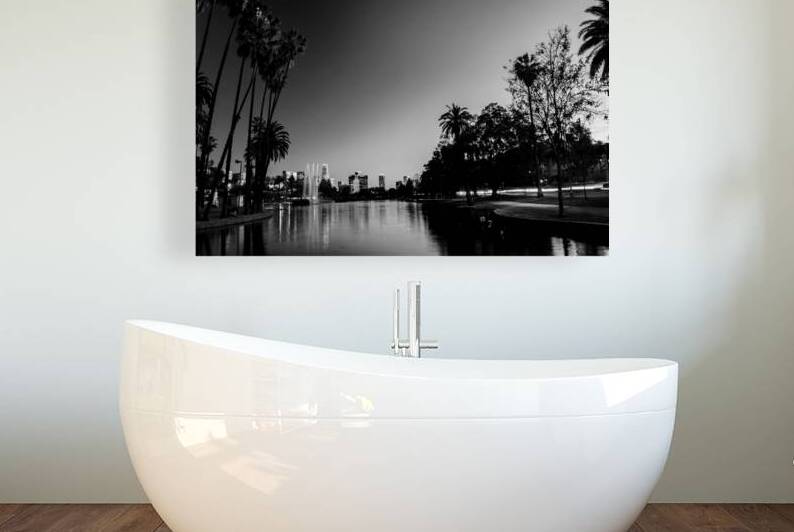 los angeles skyline echo park glendale blvd  hori by Black And White