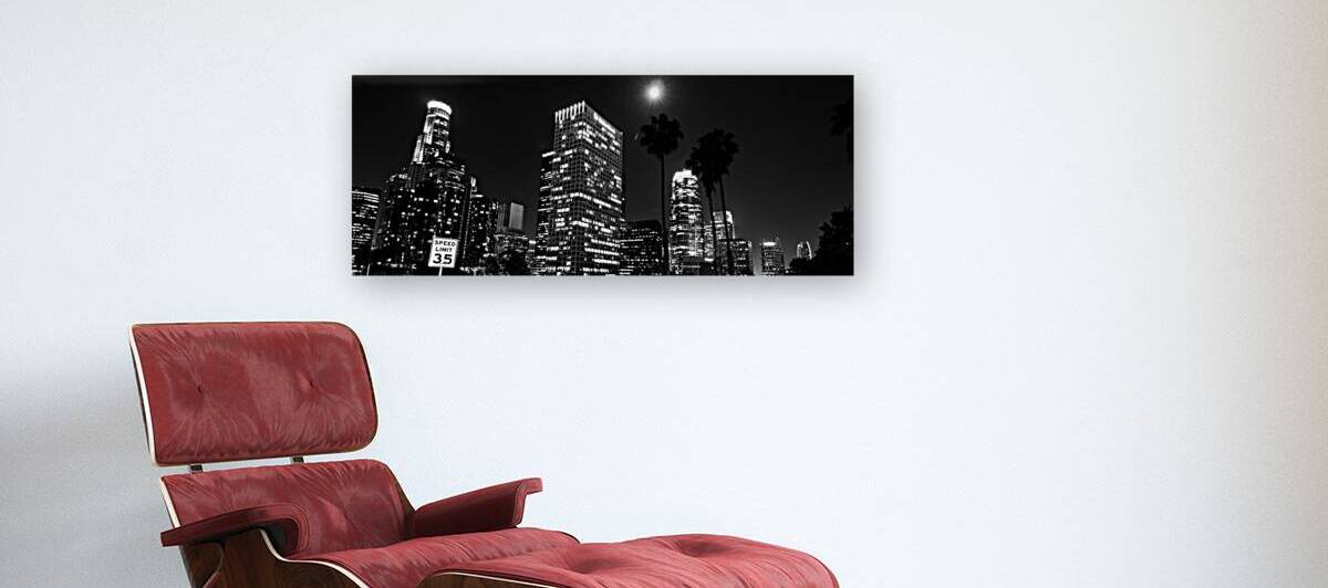 los angeles skyline west fourth street  panoramic by Black And White