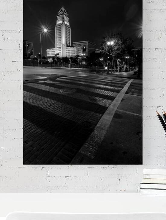 los angeles city hall at night  vertical 2167 Hal by Black And White