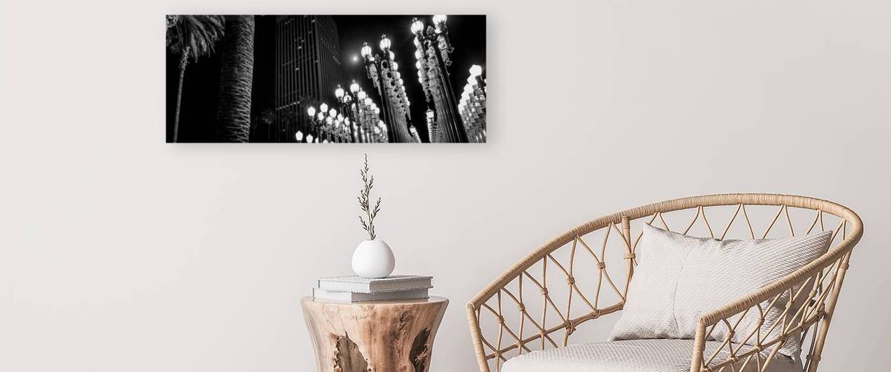 lamps at los angeles county museum of art  panora by Black And White