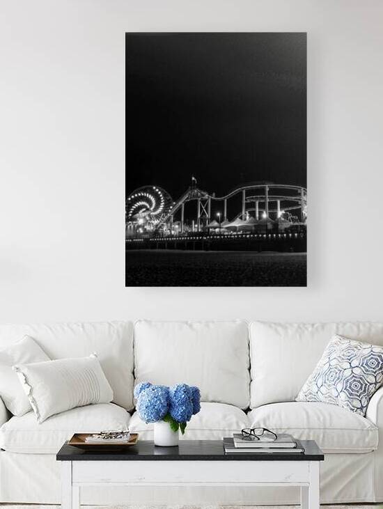santa monica pier at night  vertical 2756 Spiral by Black And White