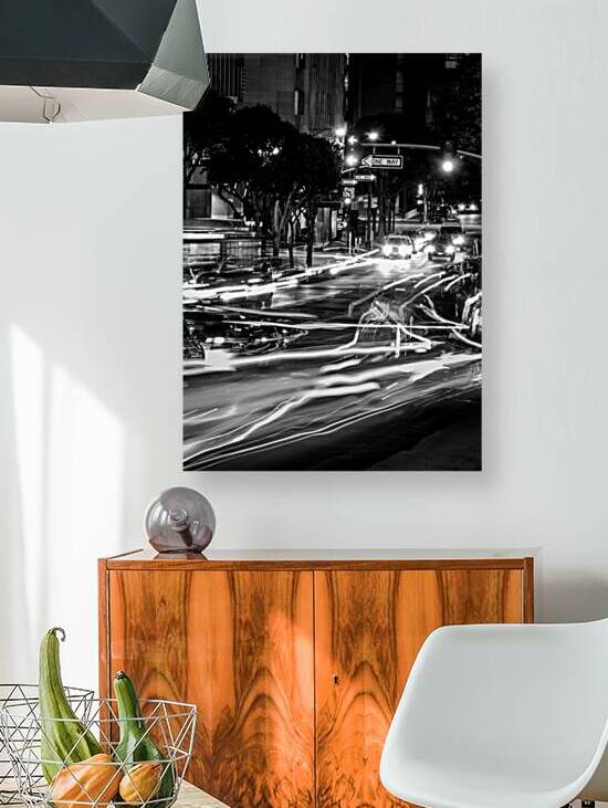 rush hour traffic on wilshire boulevard  vertical by Black And White