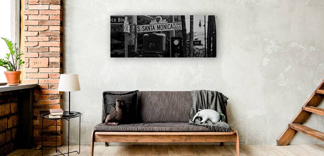 santa monica boulevard street sign  panoramic 213 by Black And White