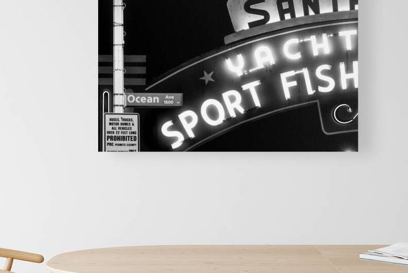 santa monica pier sign  horizontal 2184 Ocean 13k by Black And White
