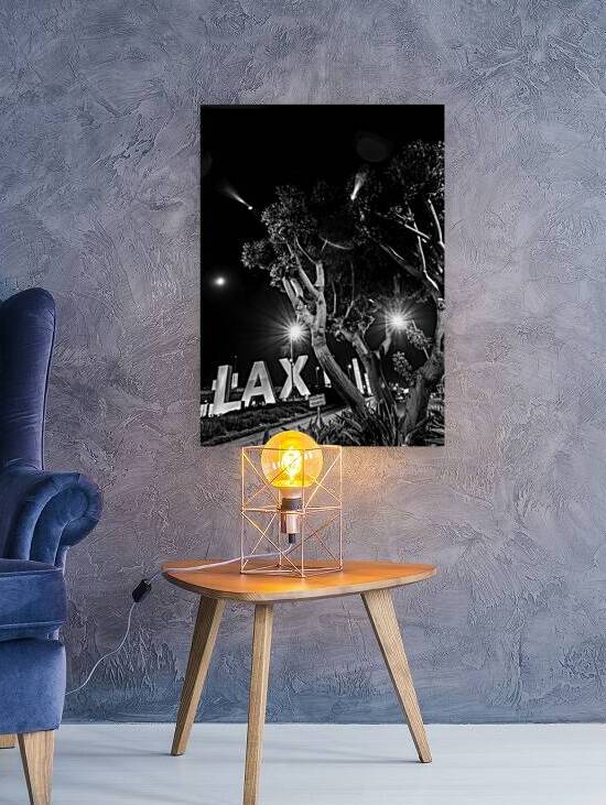 the LAX sign at night  vertical 2176 Lax 13k by Black And White