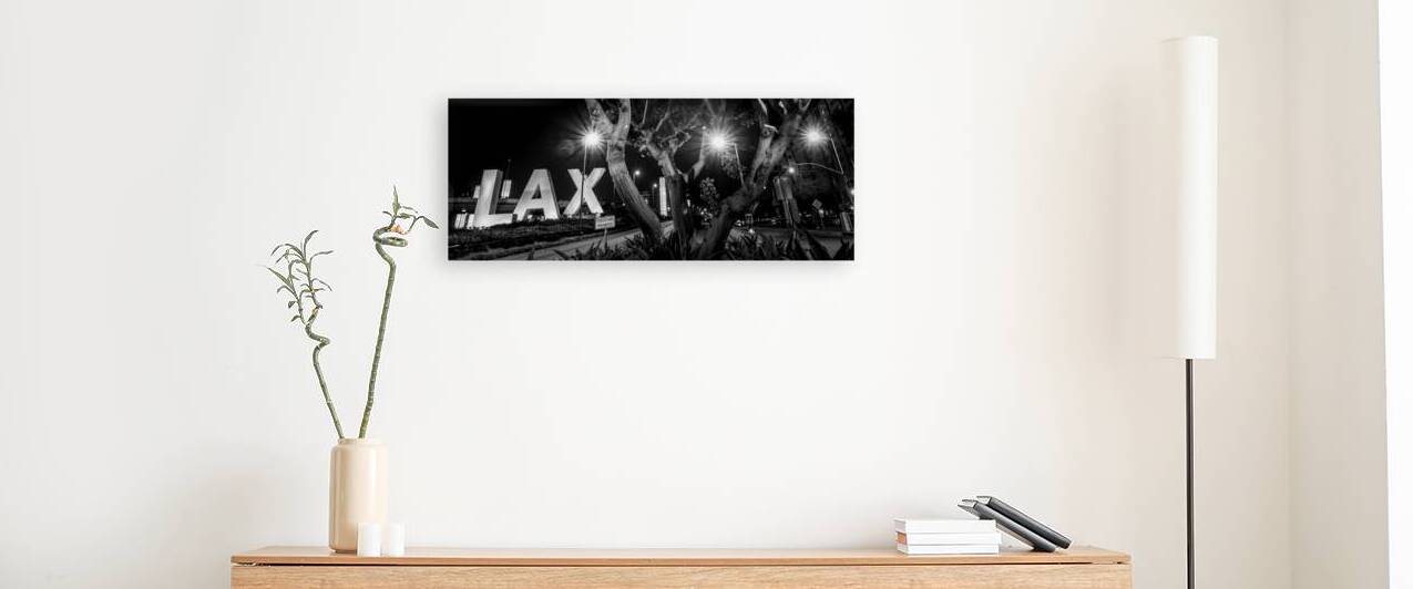 the LAX sign at night  panoramic 2176 Lax 2 13k.j by Black And White