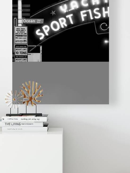 santa monica pier sign  vertical 2184 Ocean 13k.j by Black And White