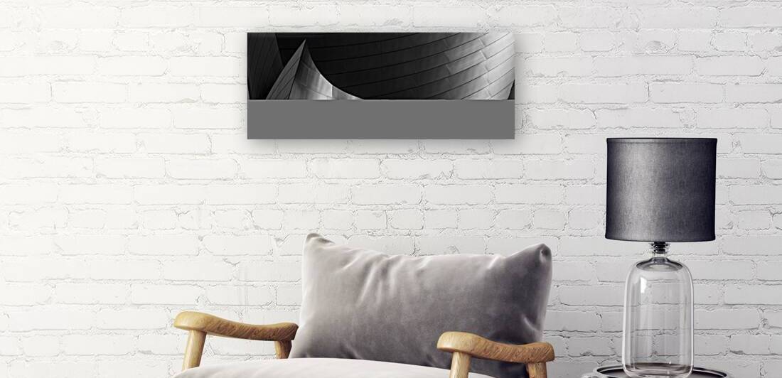 stainless steel walt disney concert hall  panoram by Black And White