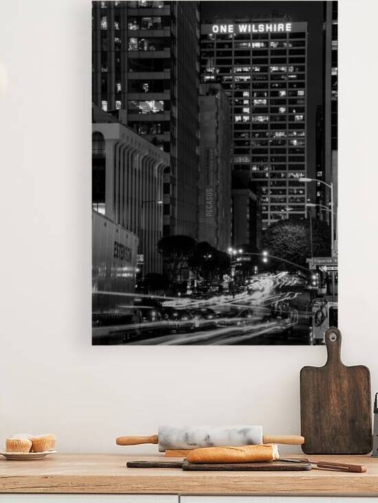 wilshire boulevard and figueroa at night  vertica by Black And White