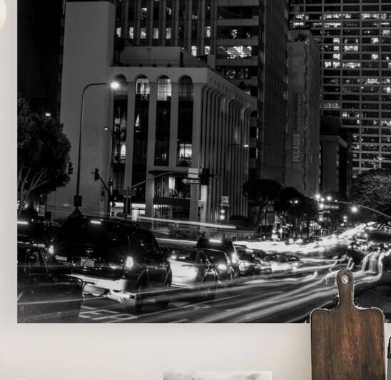 wilshire boulevard and figueroa at night  square by Black And White