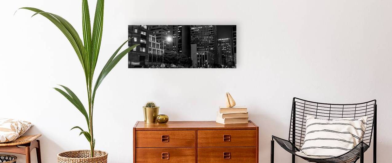 wilshire boulevard and figueroa at night  panoram by Black And White