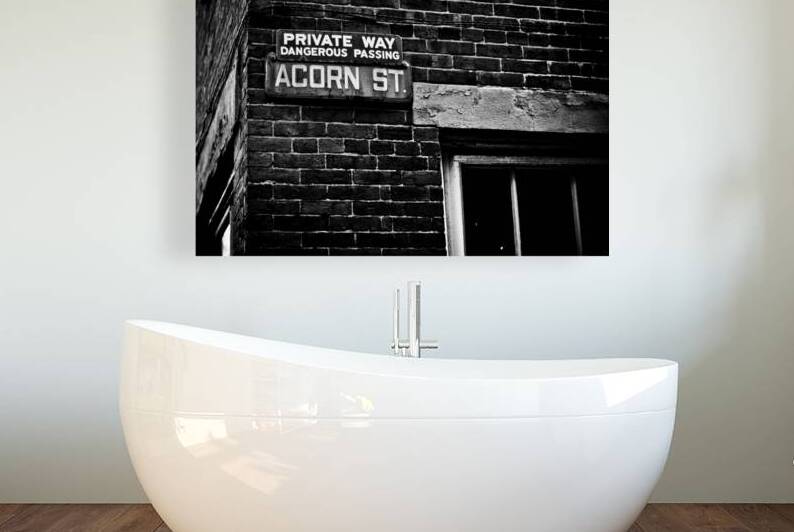 acorn street sign  horizontal 1375 Dangerous 13k. by Black And White