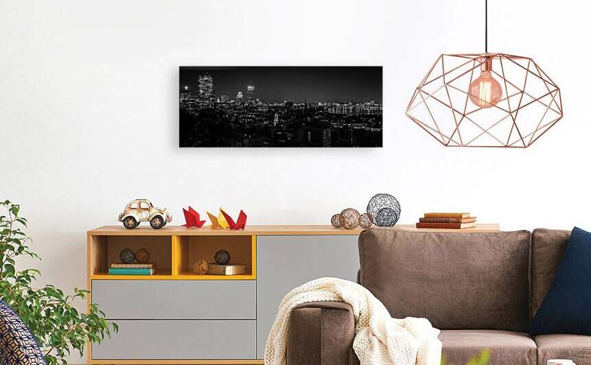 boston back bay skyline beacon hill  panoramic 13 by Black And White