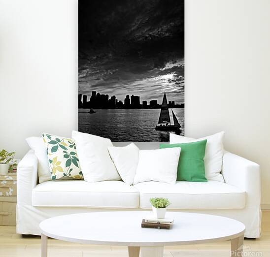 sail boat boston harbor  vertical 1247 Sail 13k.j by Black And White