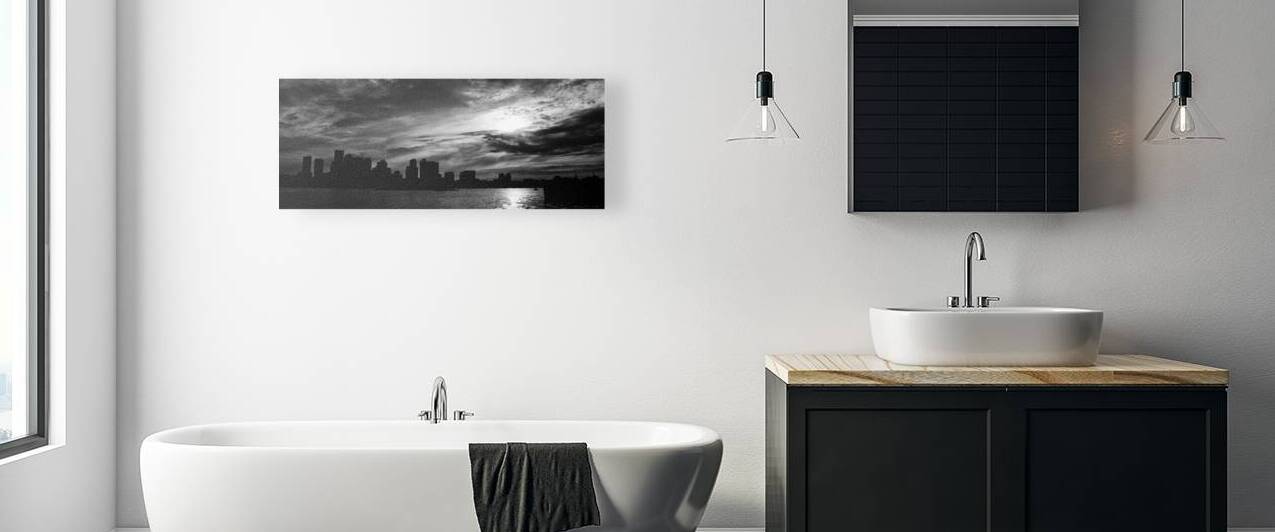 sunset behind boston skyline  panoramic 1248 Dram by Black And White