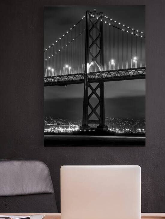 bay bridge night over sf bay  vertical 2874 Emper by Black And White