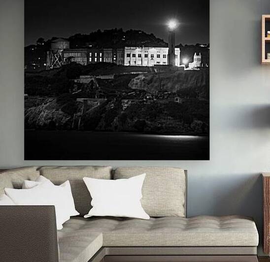 alcatraz at night  square 2847 Rock 13k by Black And White