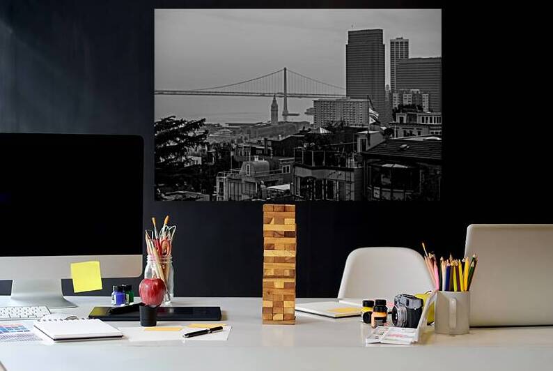 bay bridge telegraph hill  horizontal 2038 Telegr by Black And White