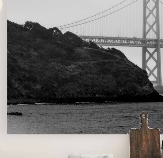 bay bridge yerba buena island afternoon mist  squ by Black And White