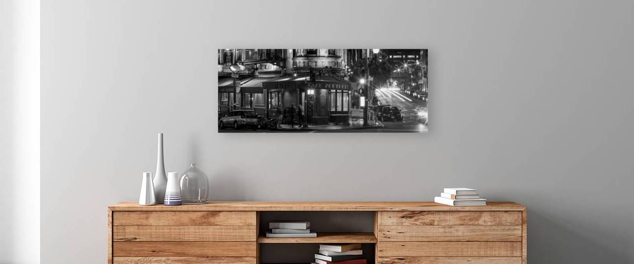 cafe zoetrope at night francis ford coppola  pano by Black And White