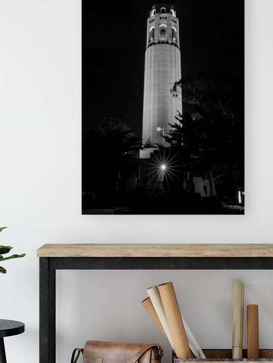 coit tower at night  vertical 4516 Lillie 13k by Black And White
