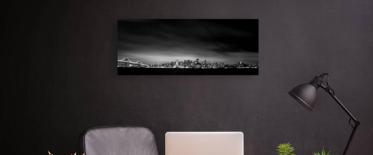 blanket fog above downtown san francisco  panoram by Black And White