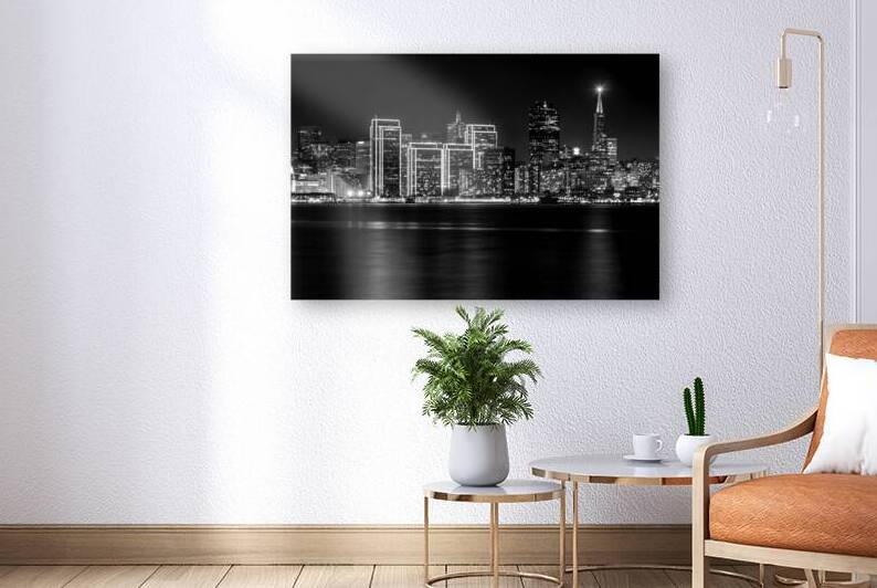 downtown san francisco skyline at night  horizont by Black And White