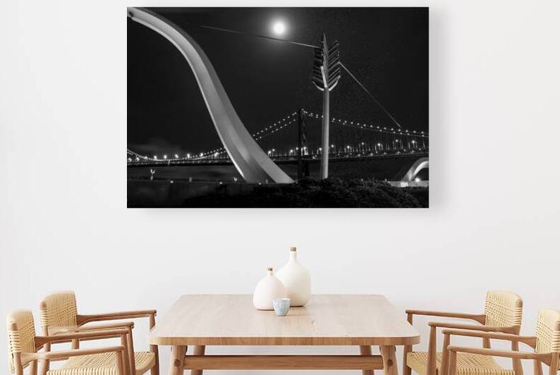 cupids arrow bay bridge night  horizontal 2819 Cu by Black And White