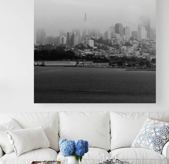 downtown san francisco under fog  square 2836 Mas by Black And White