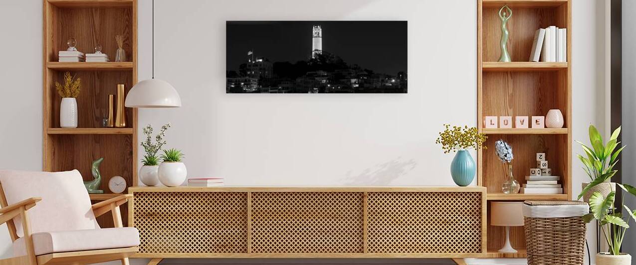 coit tower from russian hill  panoramic 494 Coit by Black And White