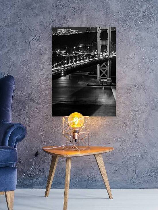 gg bridge camino real span night  vertical 3328 C by Black And White