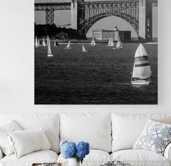 fort point sail boats san francisco bay  square 2 by Black And White