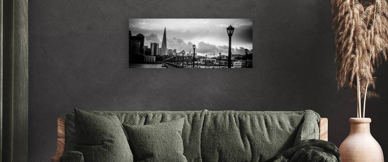 gas lamps pier 7  panoramic 500 Gaslight 13k by Black And White