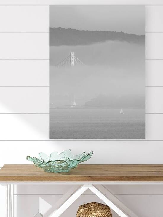 fog on san francisco bay  vertical 2784 Sail 13k. by Black And White