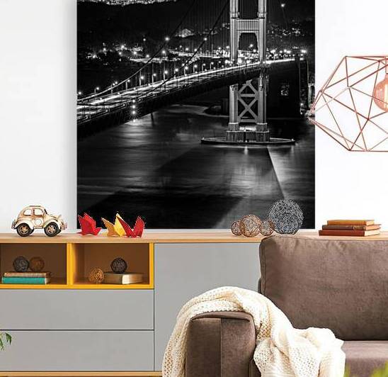 gg bridge camino real span night  square 3328 Cam by Black And White