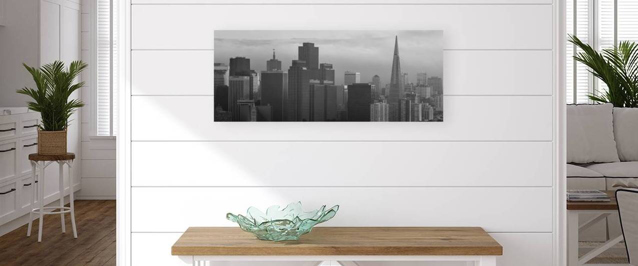 fog engulfs san francisco skyline  panoramic 499 by Black And White