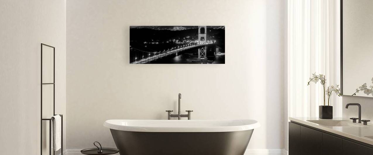 golden gate bridge presidio night  panoramic 2781 by Black And White