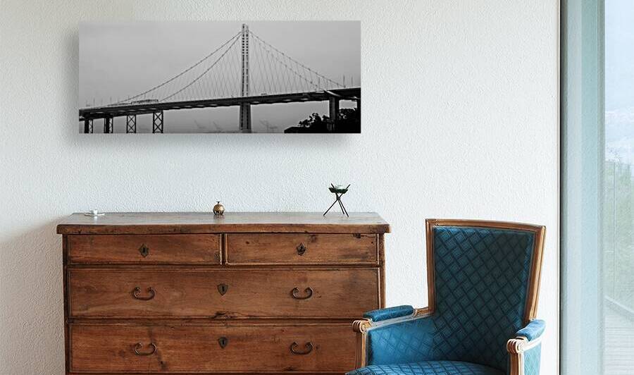 oakland bay bridge fog  panoramic 2826 Gantry 13k by Black And White