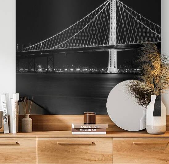 new sf bay bridge night  square 2945 Clipper 13k. by Black And White