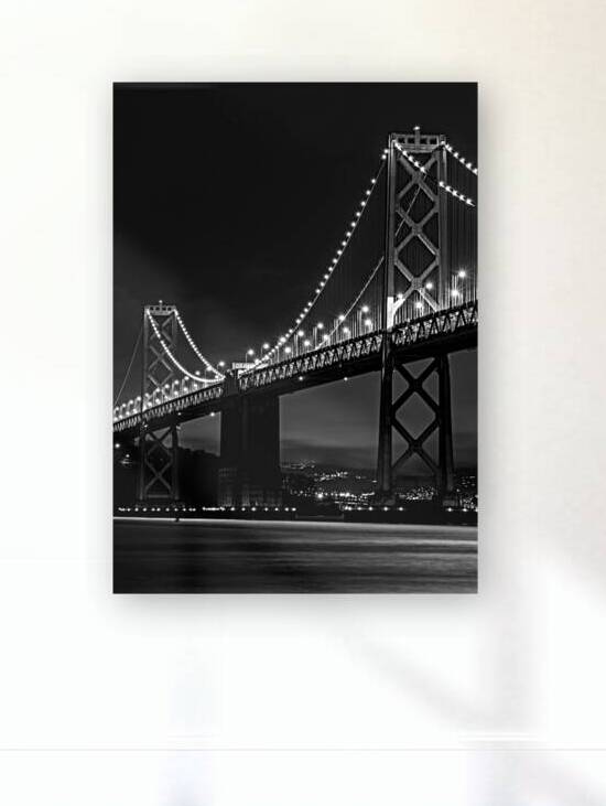 san francisco bay bridge at night  vertical 2848 by Black And White