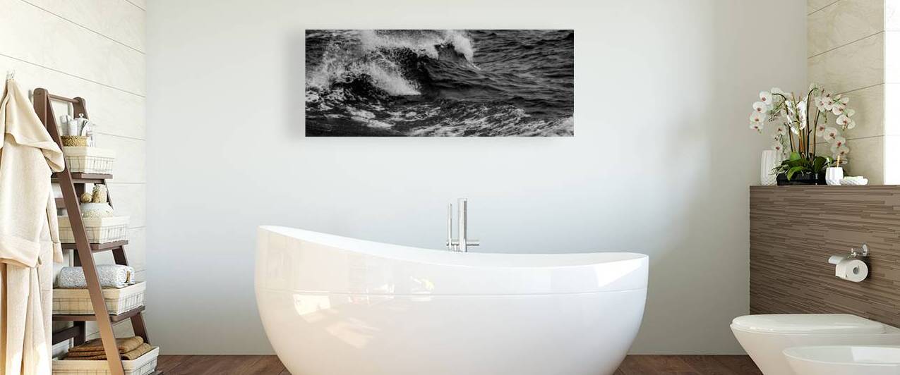 pacific ocean waves  panoramic 2862 Wake 13k by Black And White