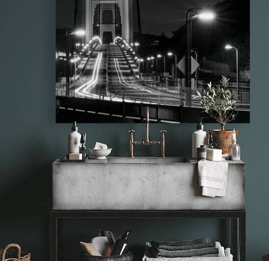 overnight traffic golden gate bridge  square 2776 by Black And White