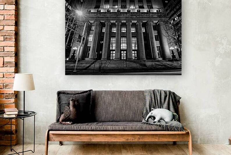 san francisco federal reserve building night  hor by Black And White