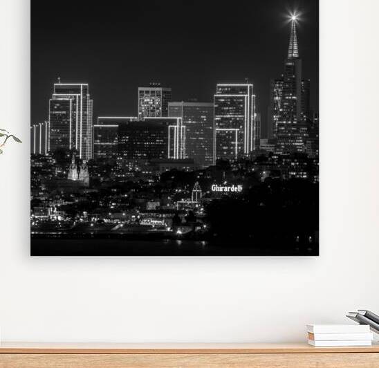 san francisco skyline night vista point  square 3 by Black And White