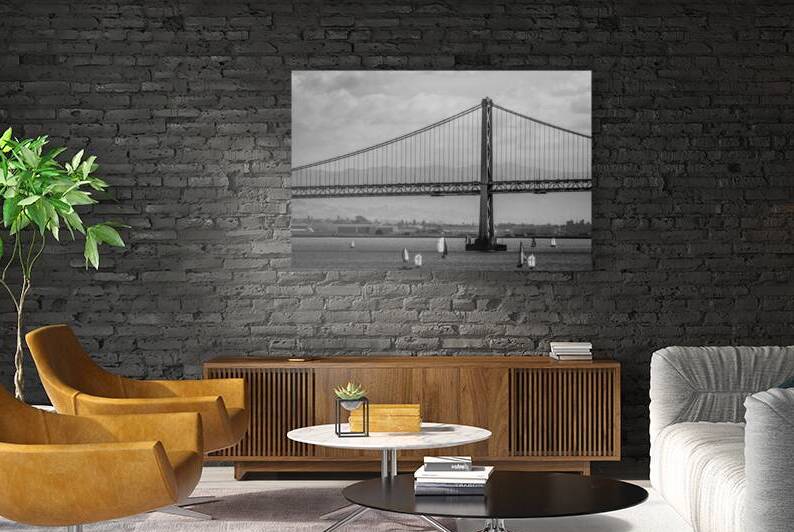 sf bay bridge sail boats  horizontal 3018 Sails 1 by Black And White