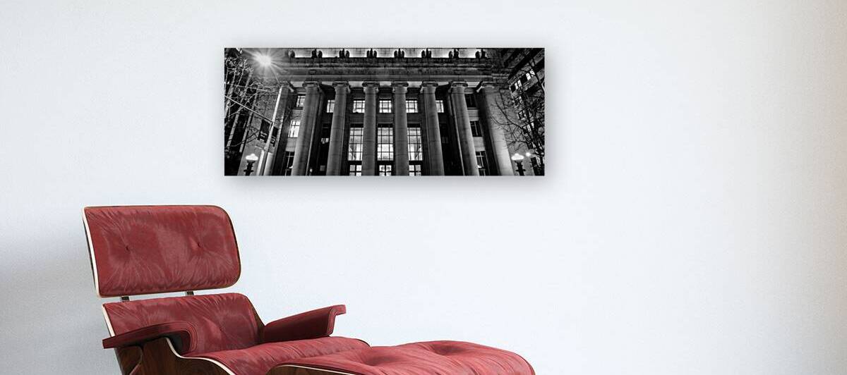 san francisco federal reserve building night  pan by Black And White