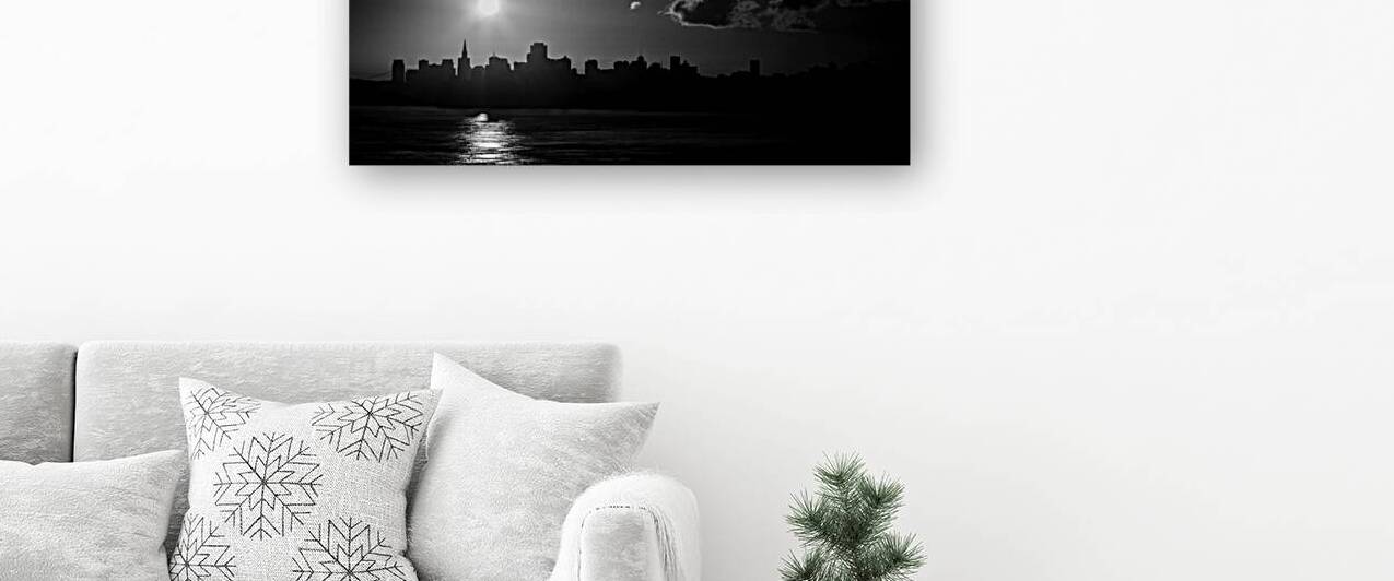 sunrise above san francisco skyline  panoramic 50 by Black And White