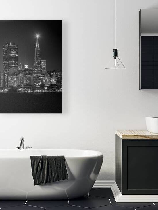 transamerica pyramid night illuminated beacon  ve by Black And White