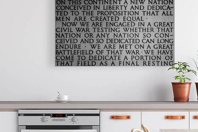 gettysburg address in lincoln memorial  horizonta by Black And White